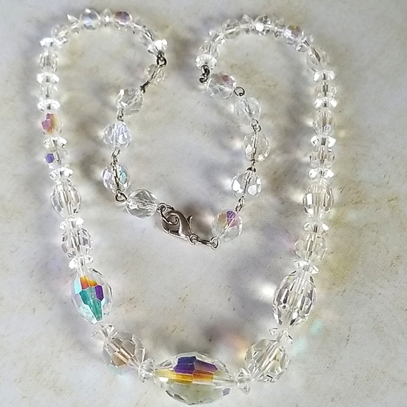 Repurposed Hand Crafted Vintage 1950s Crystal Bead Necklace Assemblage - Picture 8 of 16